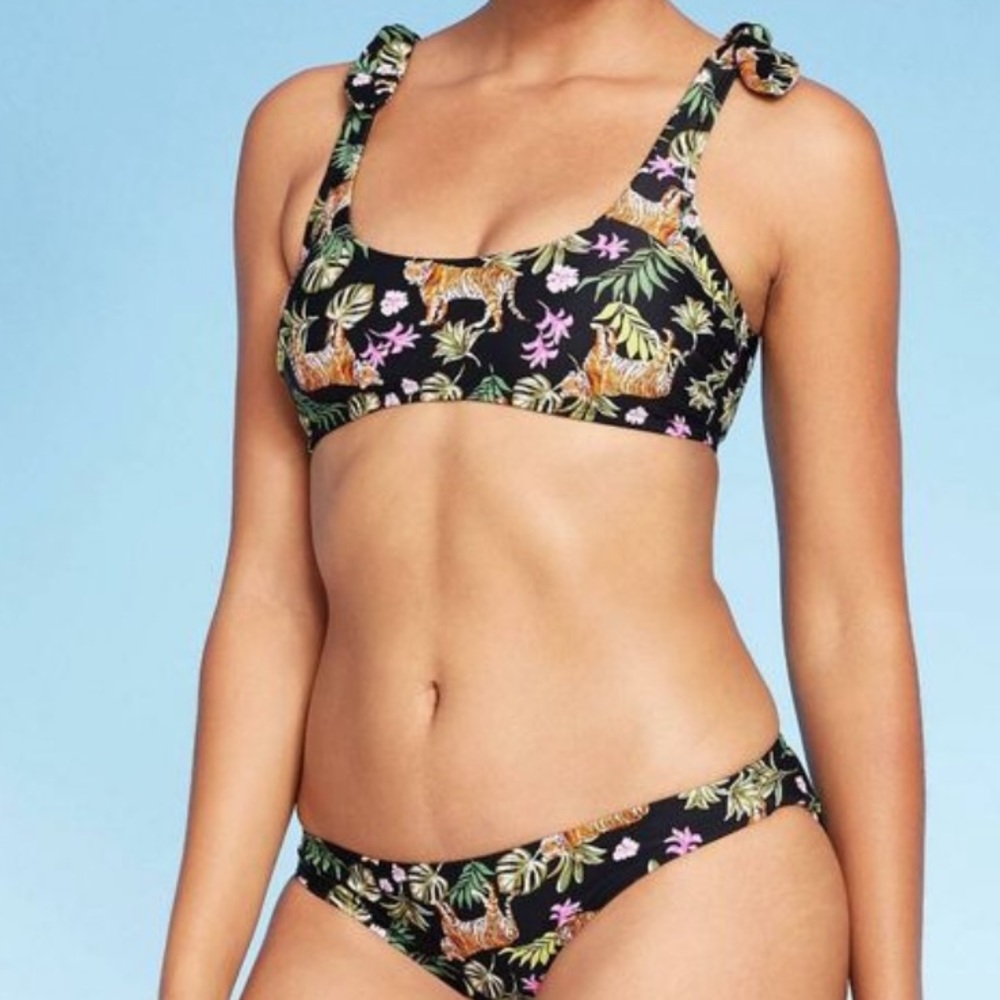 Xhiliration Tiger Floral Bikini Sz L/XL